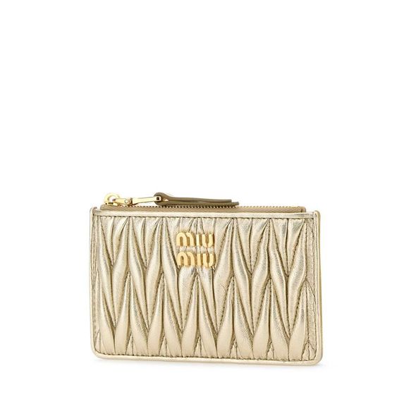 MIU MIU Metallic Gold Leather Card Holder - Picture 2 of 2